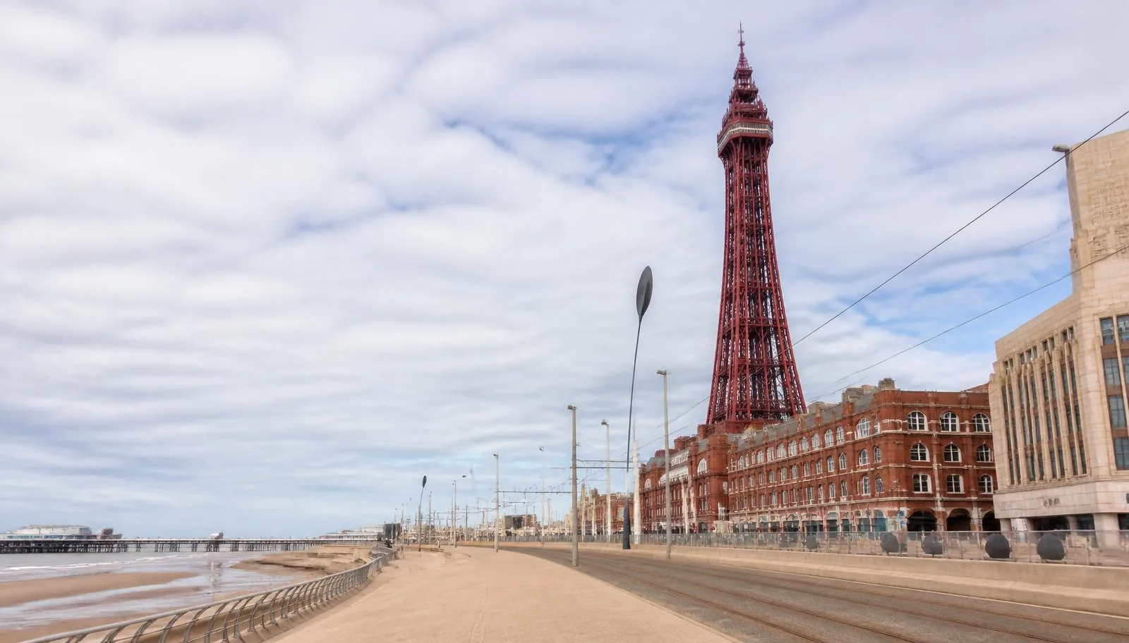 Blackpool promenade and Blackpool Tower above the seafront, where we install and repair boilers